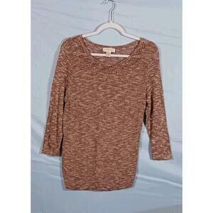 Christopher & Banks Women's Medium Purple Heather 3/4 Sleeve Pullover Tunic